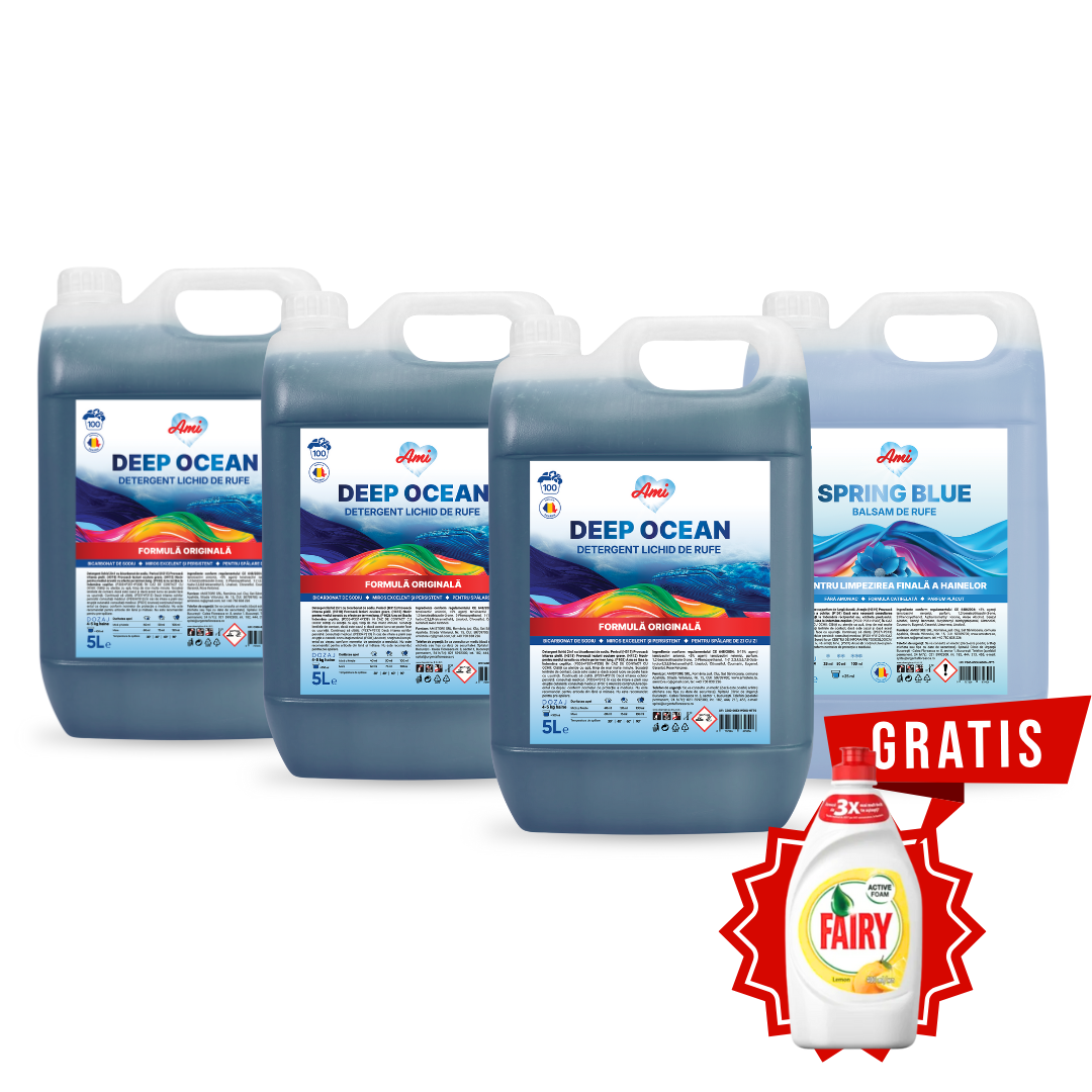 Pachet 3x Detergent DEEP OCEAN + Balsam SPRING BLUE, 20L