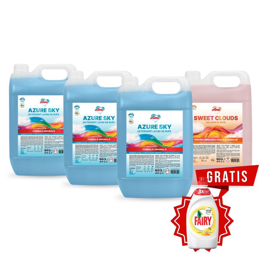 Pachet 3x Detergent AZURE SKY + Balsam SWEET CLOUDS, 20L