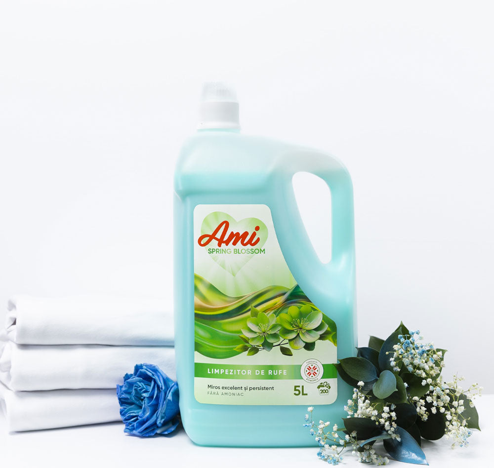 Balsam de rufe ami spring blossom 5 Litri parfum flori primavara trandafir o sticla verde poza frontala