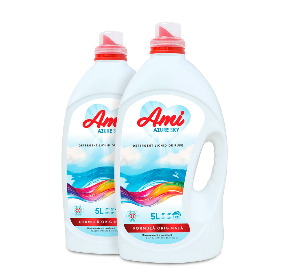Detergent lichid de rufe Ami azure sky pachet 2 sticle parfum fresh albastru frontal
