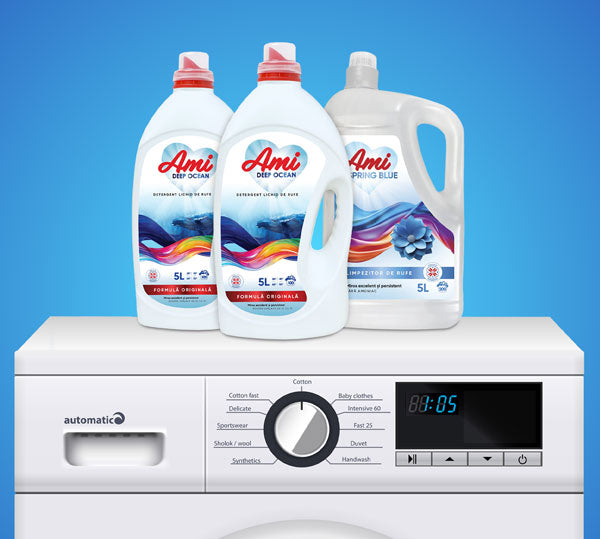 Pachet 2x Detergent DEEP OCEAN + Balsam SPRING BLUE, 15L